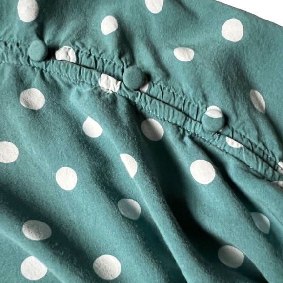 Maeve Anthropologie Green Polka Dot Blouse Top Teal S Small Half Sleeves Buttons - Picture 15 of 17